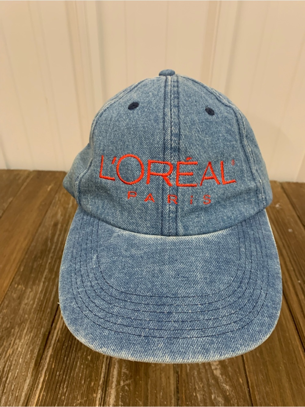 C.C Denim-Look Cotton Baseball Cap - Navy & Light Blue